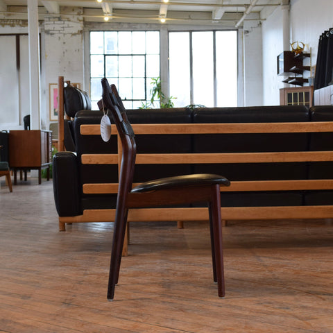 Set of 4 Leather & Rosewood Dining Chairs by Sibast