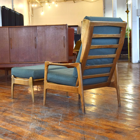 Upholstered Elm Lounge Chair w/ Ottoman