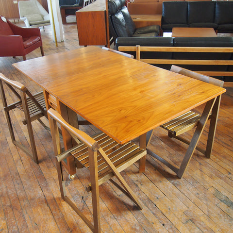 Compact Walnut Drop and Roll Dining Table w/Chairs