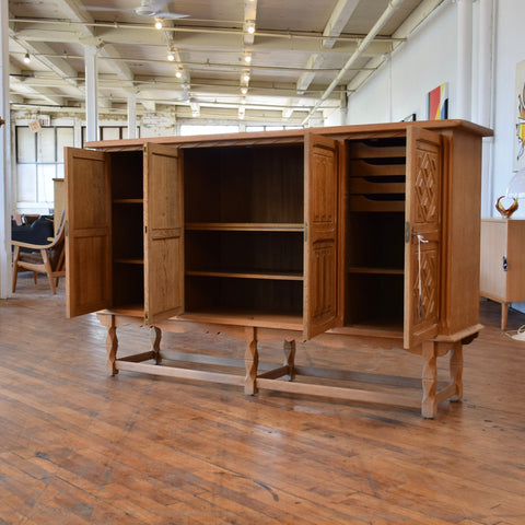 Vintage Oak Highboard Attributed to Henning Kjaernulf