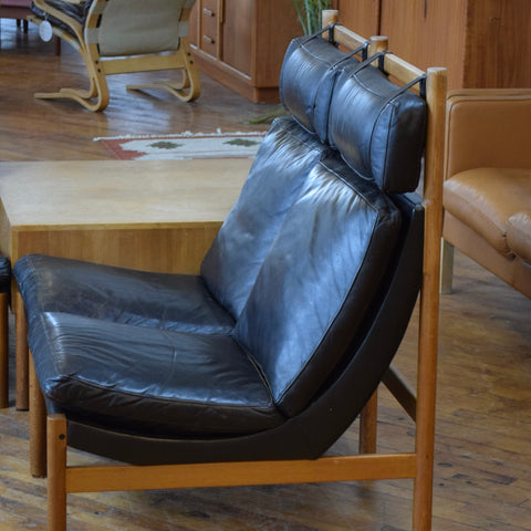Danish Oak & Leather Sectional w/ Table