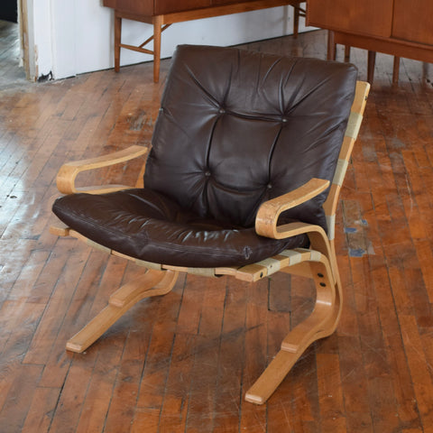 Bentwood & Leather Lounge Chair by Rykken & Co for Oddvin Rykken
