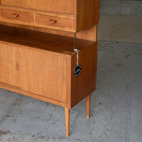 Teak Highboard w/ Brass Accents