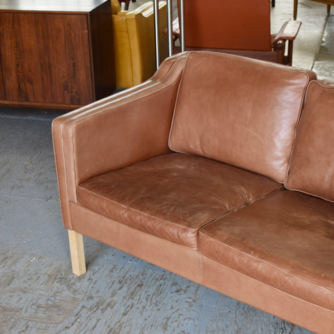 Cognac Leather Loveseat