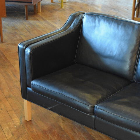 Black Leather 3-Seater Sofa by Stouby