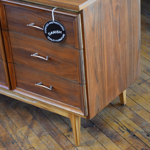 Walnut 9-Drawer Dresser w/ Metal Pulls