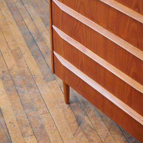 Danish Teak Tallboy Dresser