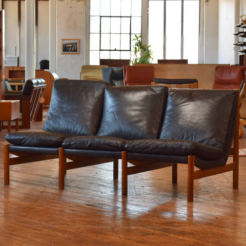 Danish Oak & Leather Sectional w/ Table