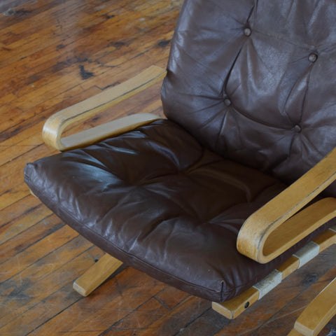 Bentwood & Leather Lounge Chair by Rykken & Co for Oddvin Rykken