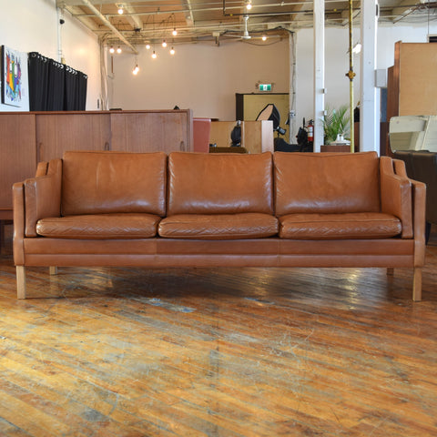 Cognac Leather 3-Seater Sofa