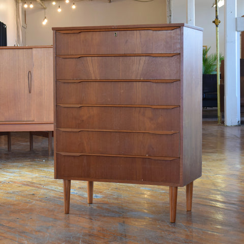 Danish Teak Tallboy Dresser