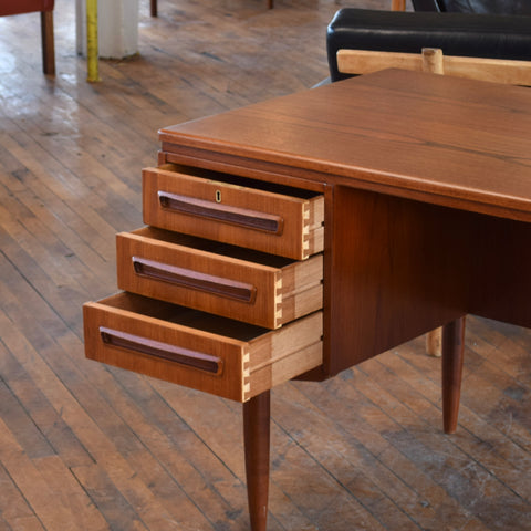 Model 26 Teak Desk w/ Rear Bookcase by J. Svenstrup for A.P. Møbelfabrik