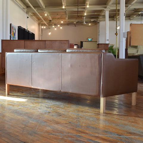 Danish Milk Chocolate Leather 3-Seater Sofa by Stouby