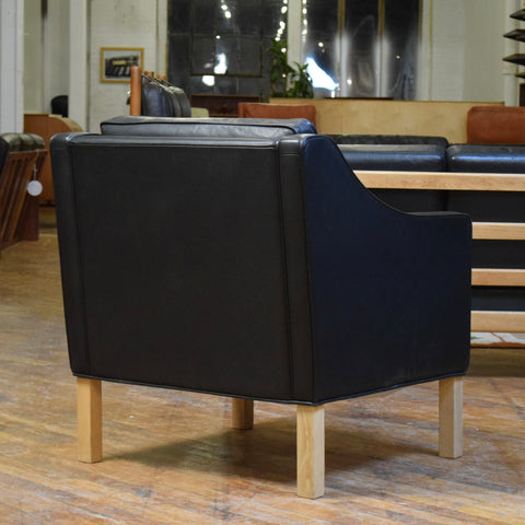 Black Leather Lowback Chair by Stouby