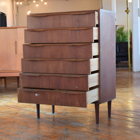 Danish Teak Tallboy Dresser