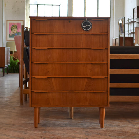 Danish Teak Tallboy Dresser