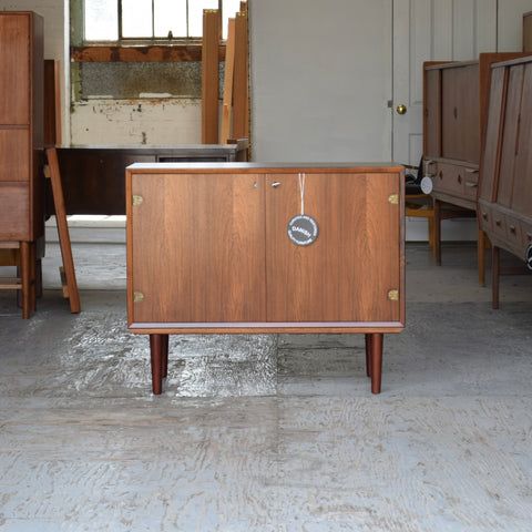 Compact Rosewood Sideboard w/ Exposed Brass Hinges