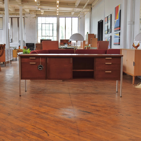 VIntage Walnut & Steel Credenza