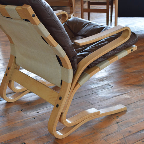 Bentwood & Leather Lounge Chair by Rykken & Co for Oddvin Rykken