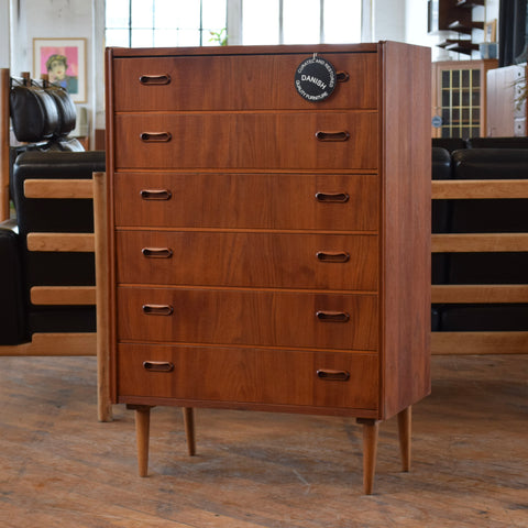 Danish Teak Tallboy Dresser
