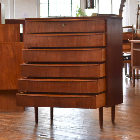 Danish Teak Tallboy Dresser