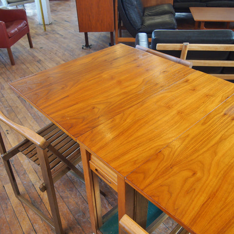 Compact Walnut Drop and Roll Dining Table w/Chairs