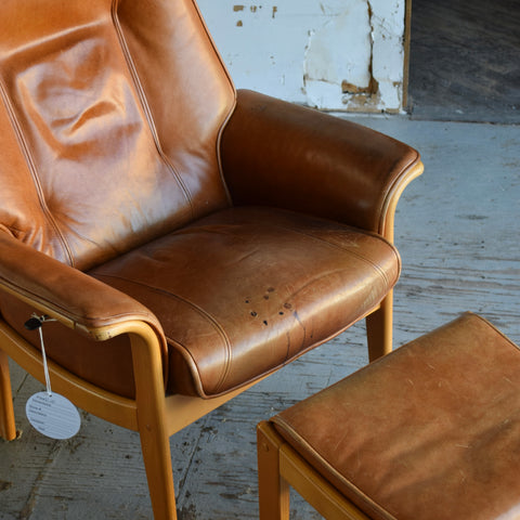 Leather Reclining Chair & Ottoman by Mogens Hansen