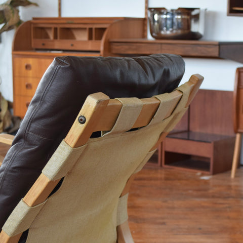 Bentwood & Leather Lounge Chair by Rykken & Co for Oddvin Rykken