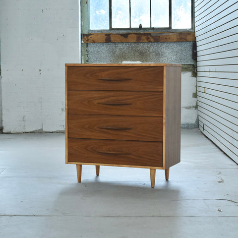 Vintage Walnut Tallboy Dresser