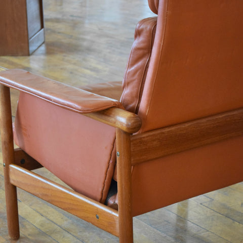 Illum Wikkelsø Highback Leather & Teak Chair