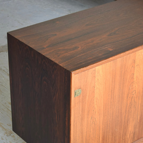Compact Rosewood Sideboard w/ Exposed Brass Hinges