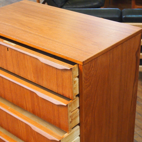 Danish Teak Tallboy Dresser