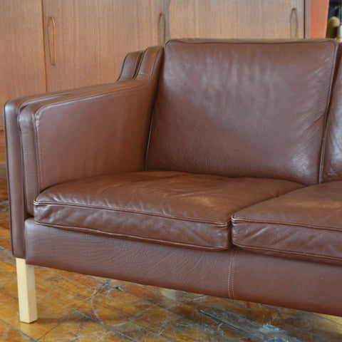 Brown Leather 3-Seater Sofa by Stouby