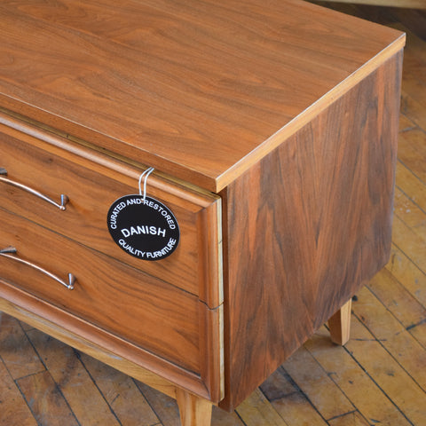 Walnut Side Table w/ Metal Pulls