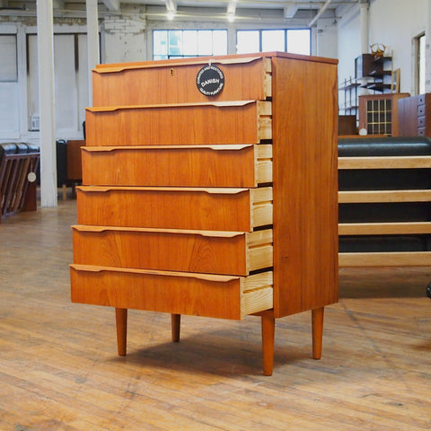 Danish Teak Tallboy Dresser
