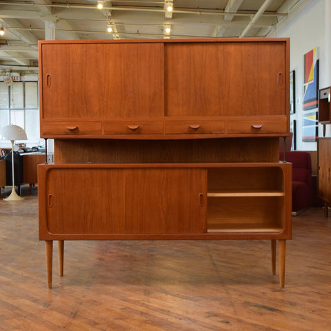 Teak Highboard w/ Brass Accents