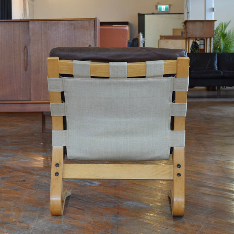 Bentwood & Leather Lounge Chair by Rykken & Co for Oddvin Rykken