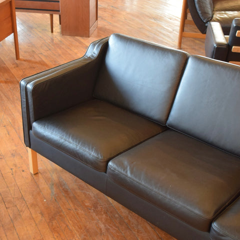 Black Leather 3-Seater Sofa by Stouby