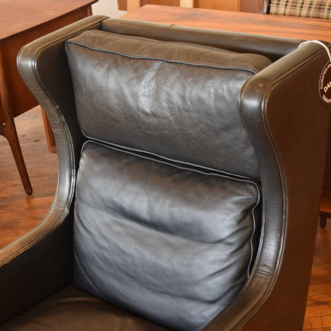 Leather Highback Arm Chair w/ Ottoman by Georg Thams