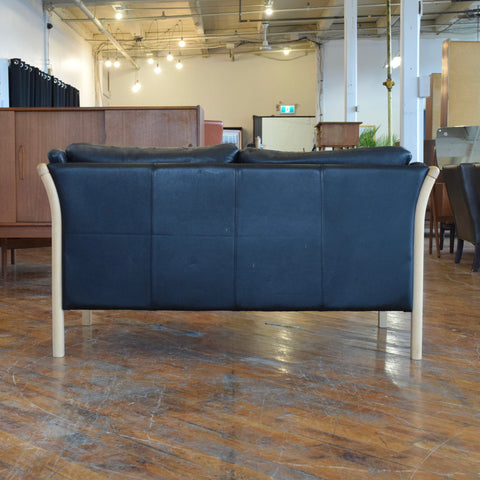 Danish Oak & Leather Loveseat by Stouby