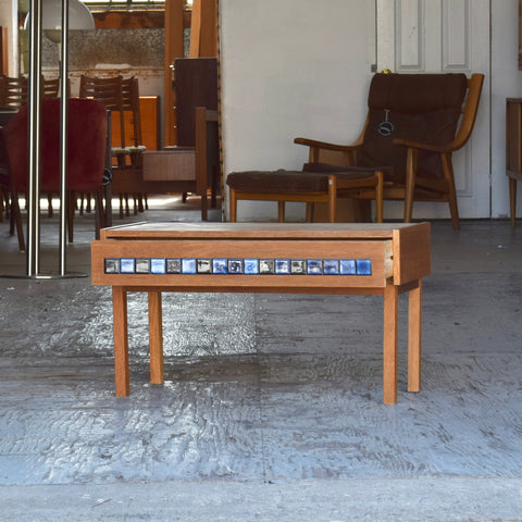 Low Oak & Blue Tile Unit
