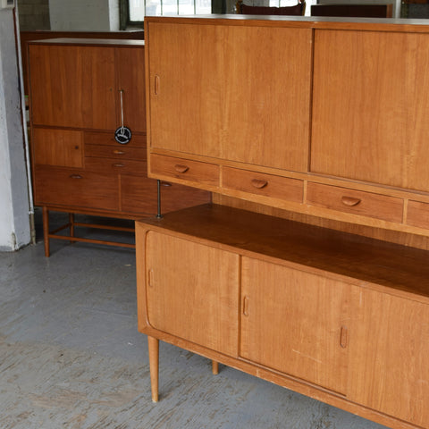 Teak Highboard w/ Brass Accents