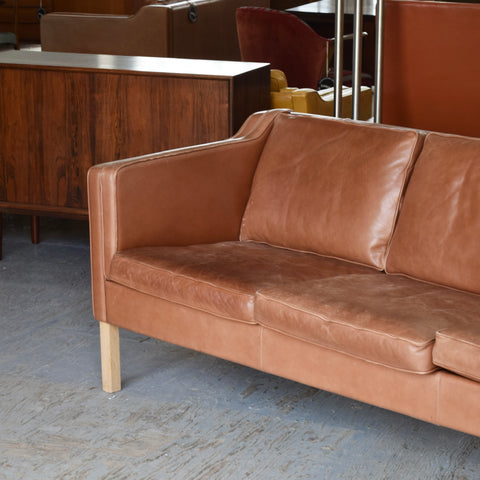 [ON HOLD] Cognac Leather 3-Seater Sofa