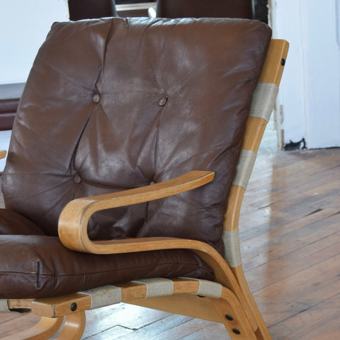 Bentwood & Leather Lounge Chair by Rykken & Co for Oddvin Rykken