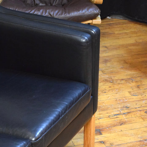 Black Leather 3-Seater Sofa by Stouby