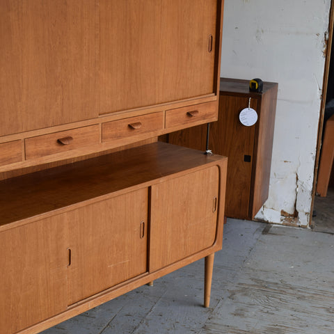 Teak Highboard w/ Brass Accents