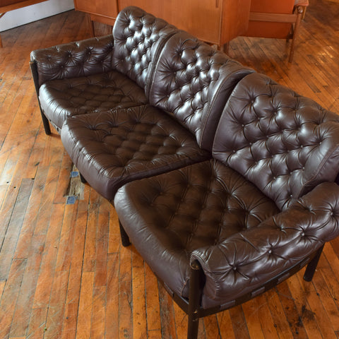 Arne Norell ‘Coja’ 3-Seater Sofa in Tufted Leather