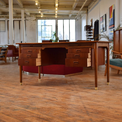 Executive Teak Desk w/ Rear Bookcase