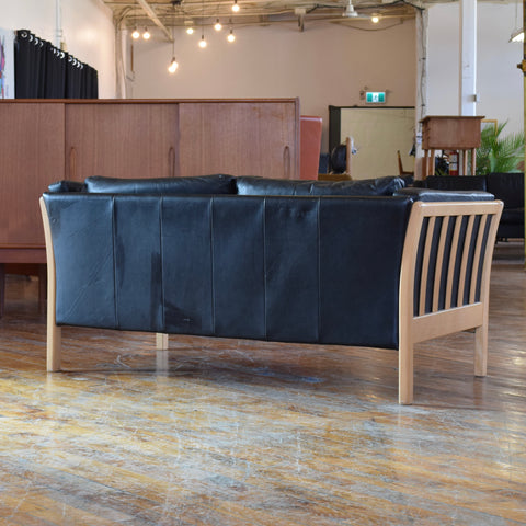 Danish Oak & Leather Loveseat by Stouby