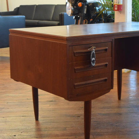 Teak Desk w/ Rear Bookcase